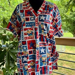 Patriotic cat scrub top
